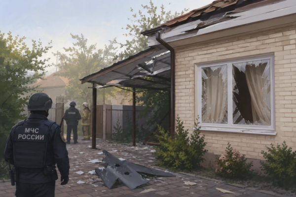 Обломки дрона повредили дом и хозпостройку под Краснодаром